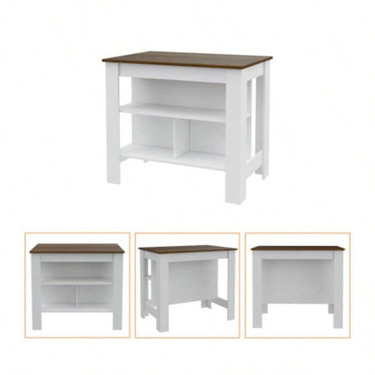 Briargate 2 - Piece Kitchen Set, Kitchen Island and Wall Cabinet, White and Walnut