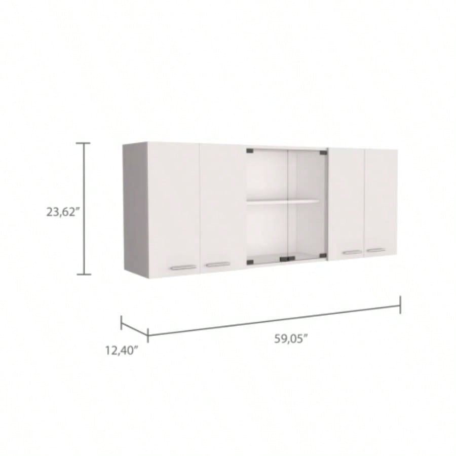 Briargate 2 - Piece Kitchen Set, Kitchen Island and Wall Cabinet, White and Walnut