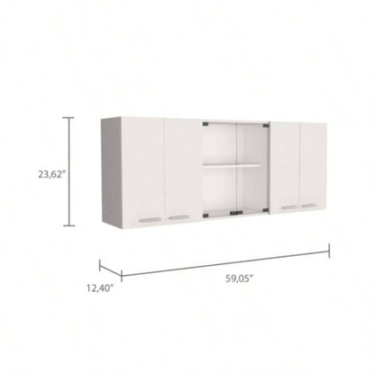 Briargate 2 - Piece Kitchen Set, Kitchen Island and Wall Cabinet, White and Walnut