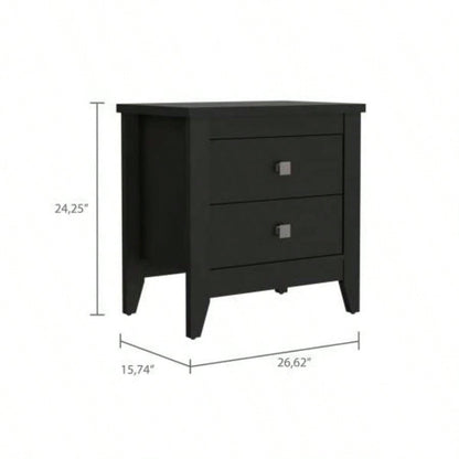 Breeze Four - Legged Modern Bedroom Nightstand, with Two Drawers