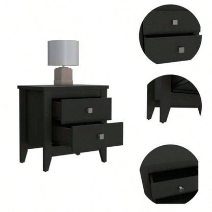 Breeze Four - Legged Modern Bedroom Nightstand, with Two Drawers
