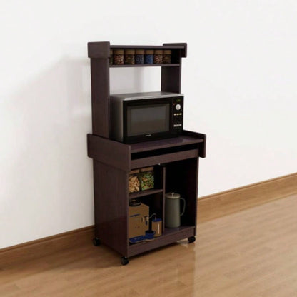 Microwave Cart Coffee Station Computer Cart on locking castors hutch gliding shelf