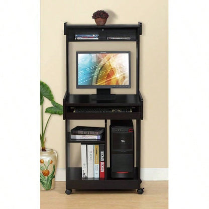 Microwave Cart Coffee Station Computer Cart on locking castors hutch gliding shelf