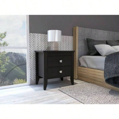 Breeze Four - Legged Modern Bedroom Nightstand, with Two Drawers