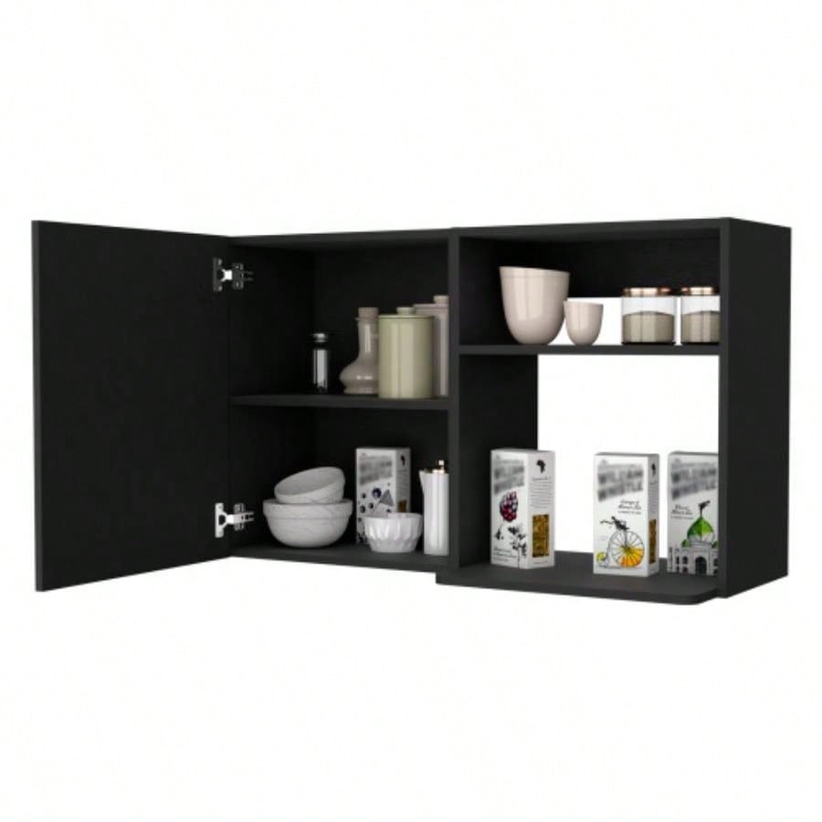 2 Wall Cabinet, 2 Door Stackable Wall Mounted Storage Cabinet with 2 Side Shelf