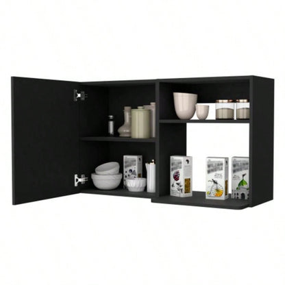 2 Wall Cabinet, 2 Door Stackable Wall Mounted Storage Cabinet with 2 Side Shelf