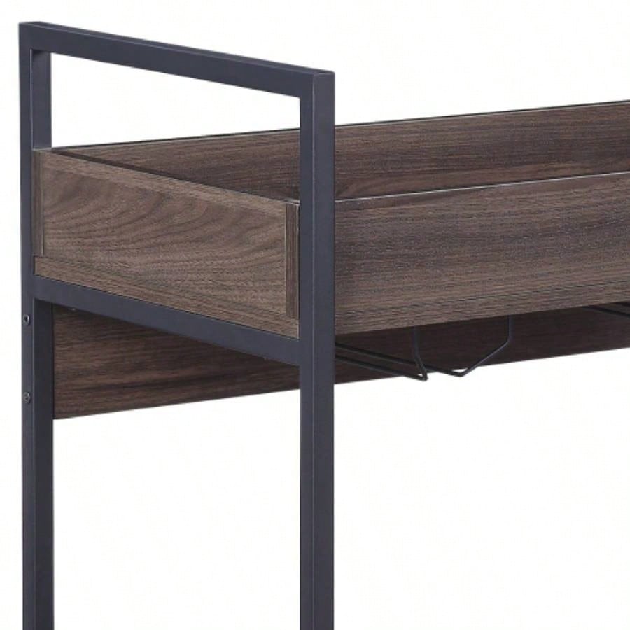 Jerrick Walnut Black Serving Cart