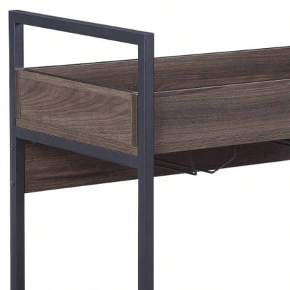 Jerrick Walnut Black Serving Cart