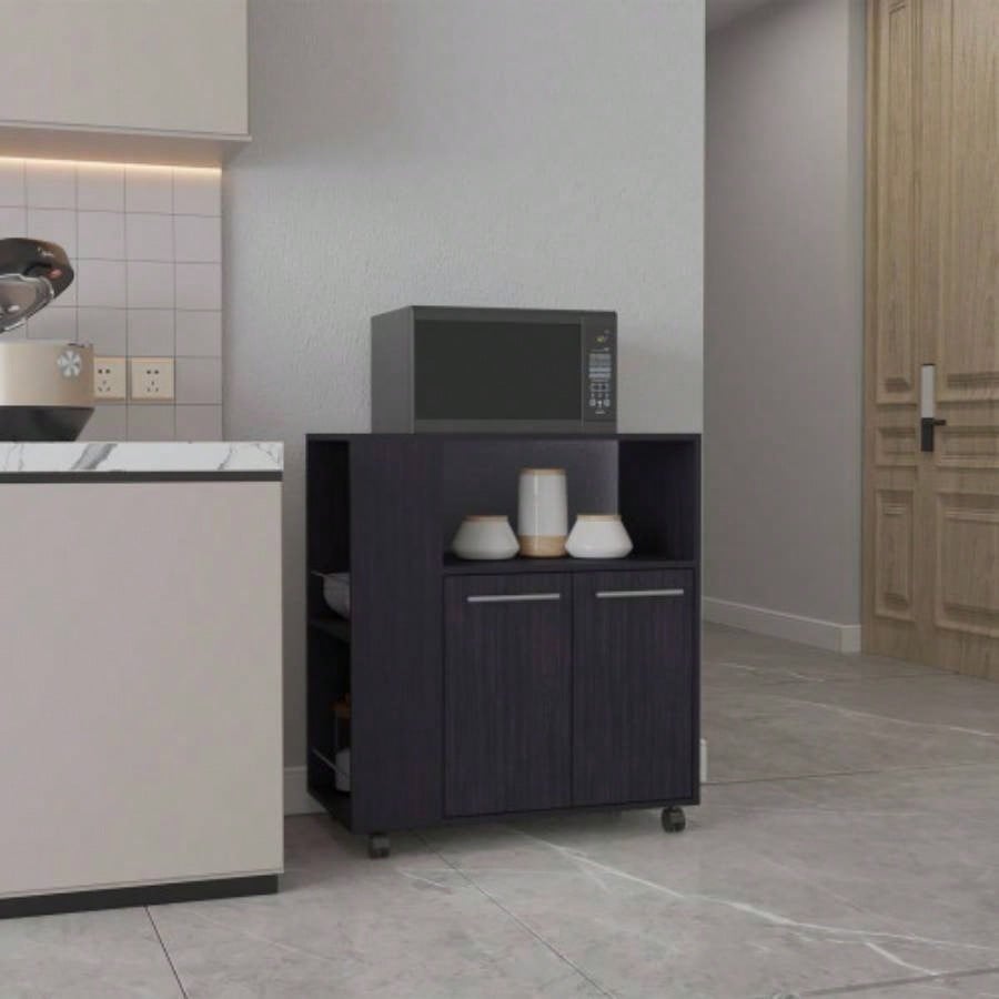 Kitchen Cart, 2 Doors, 3 Shelves, 4 Wheels