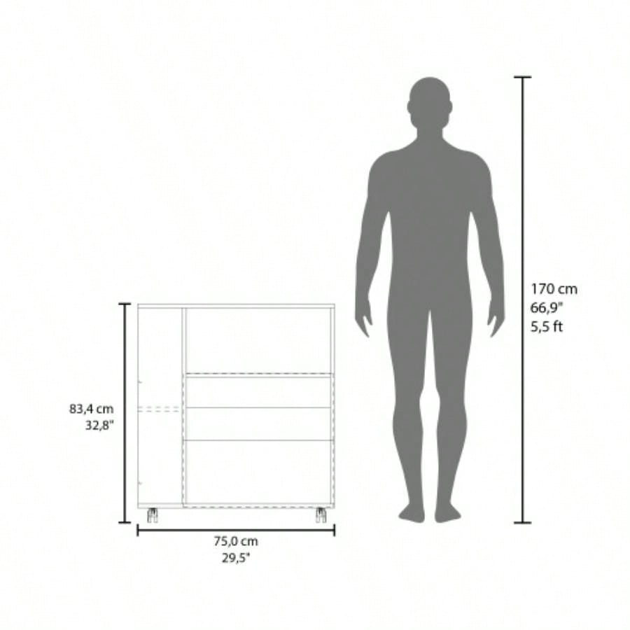 Kitchen Cart, 2 Doors, 3 Shelves, 4 Wheels