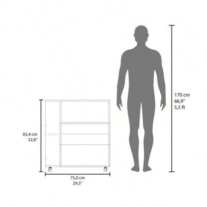 Kitchen Cart, 2 Doors, 3 Shelves, 4 Wheels