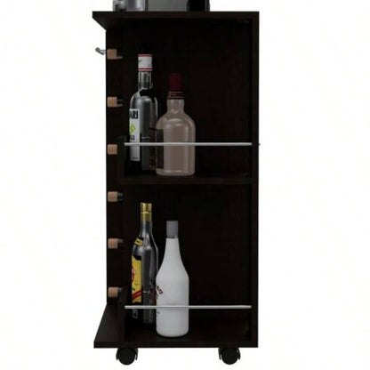 Bar Cart Wells, Four Casters, Black Wengue