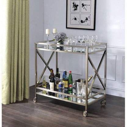 Kristensen Mirrored Antique Gold Serving Cart