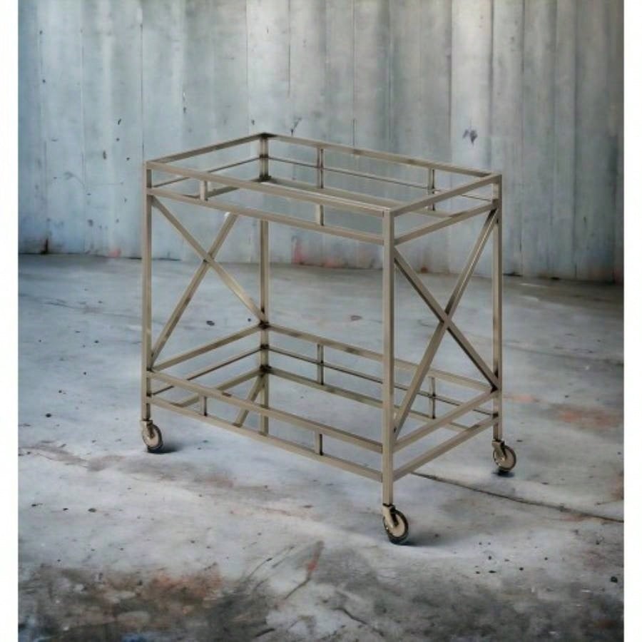 Kristensen Mirrored Antique Gold Serving Cart