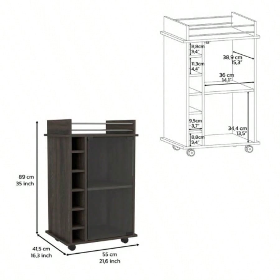 Bar Cart Baltimore, Six Wine Cubbies, Carbon Espresso