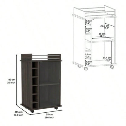 Bar Cart Baltimore, Six Wine Cubbies, Carbon Espresso