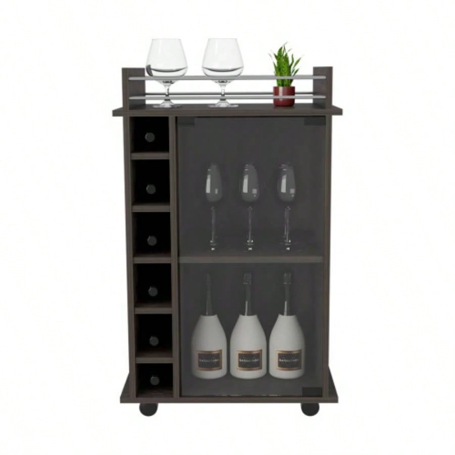 Bar Cart Baltimore, Six Wine Cubbies, Carbon Espresso