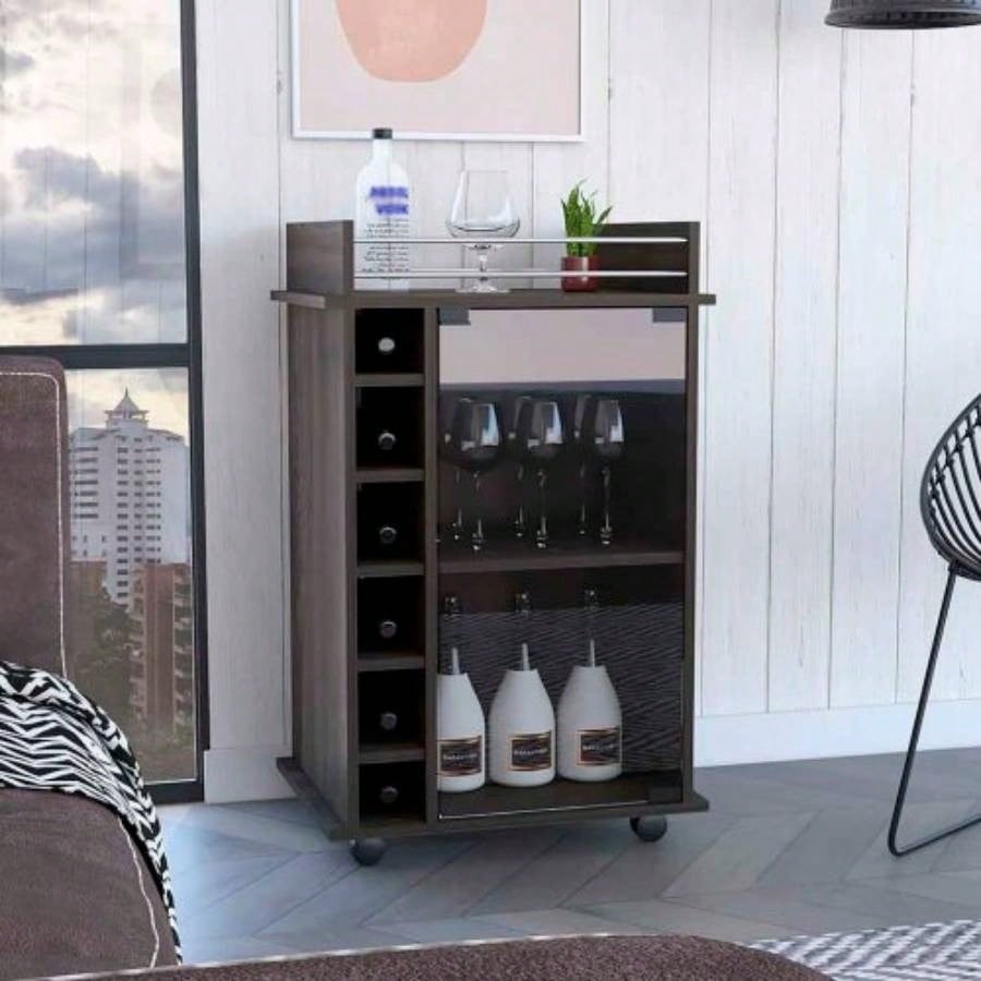 Bar Cart Baltimore, Six Wine Cubbies, Carbon Espresso