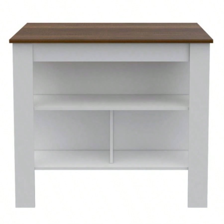 Cala Kitchen Island, Four, Three Shelves - White/ Walnut