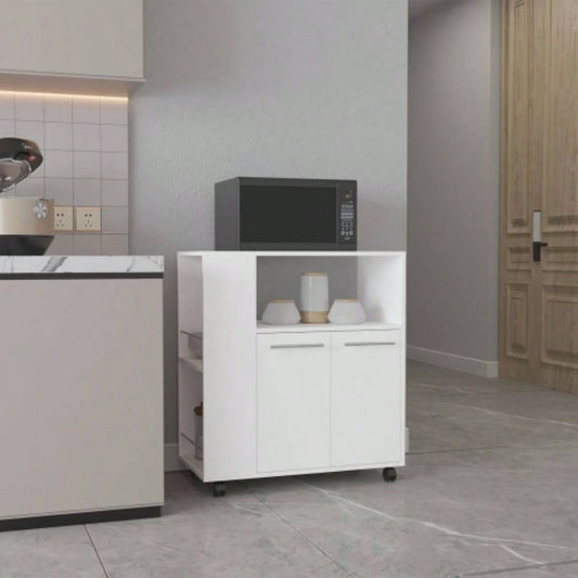 Kitchen Cart, 2 Doors, 3 Shelves, 4 Wheels