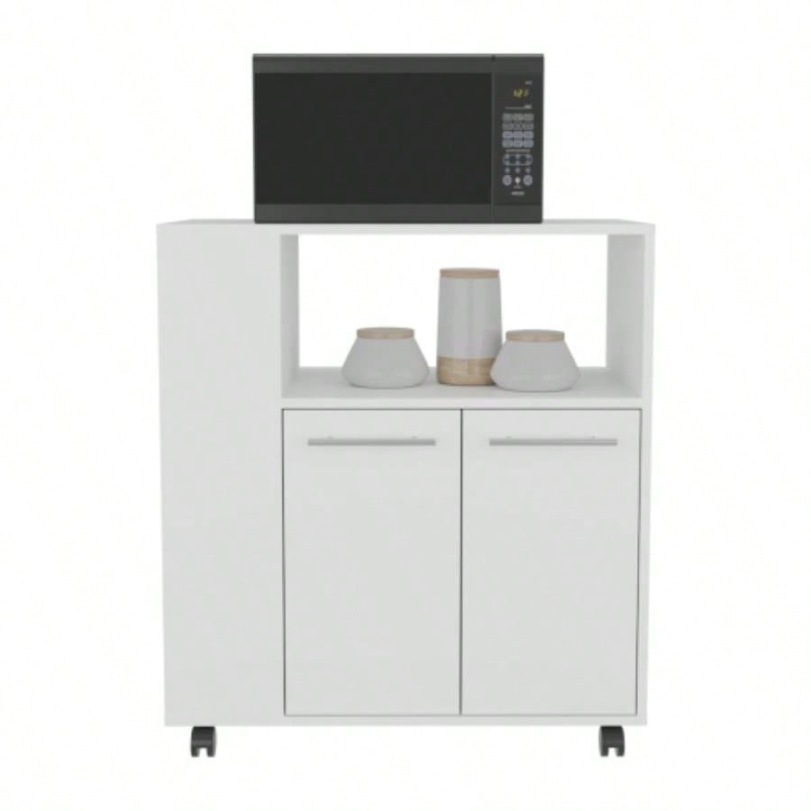 Kitchen Cart, 2 Doors, 3 Shelves, 4 Wheels