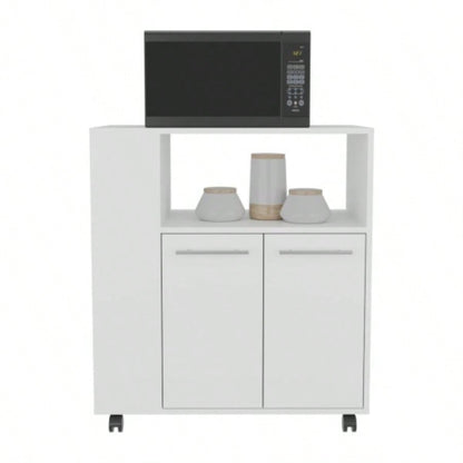 Kitchen Cart, 2 Doors, 3 Shelves, 4 Wheels