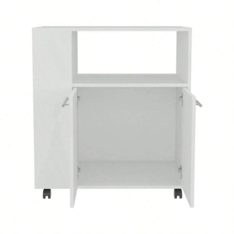 Kitchen Cart, 2 Doors, 3 Shelves, 4 Wheels