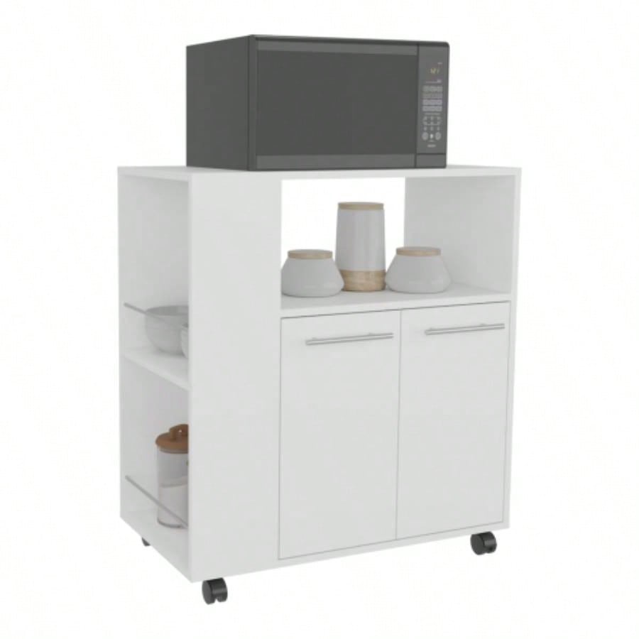 Kitchen Cart, 2 Doors, 3 Shelves, 4 Wheels