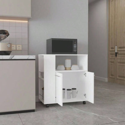 Kitchen Cart, 2 Doors, 3 Shelves, 4 Wheels