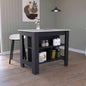 Kitchen Island Dozza, Three Shelves, Black/ Ibiza Marble Color