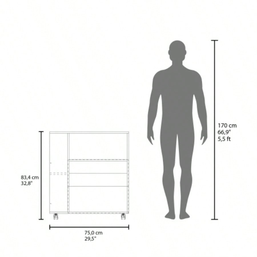 Kitchen Cart, 2 Doors, 3 Shelves, 4 Wheels
