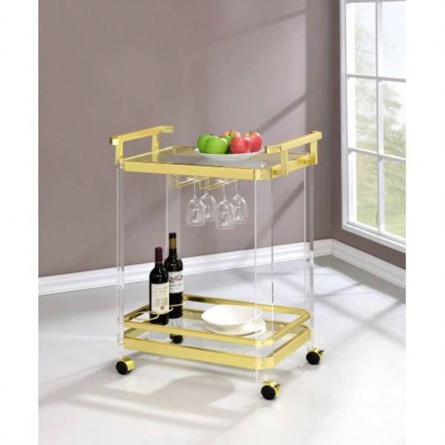 Aerin - Server Cart With Casters - Gold