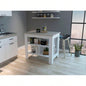 Brooklyn Antibacterial Surface Kitchen Island, Three Concealed Shelves