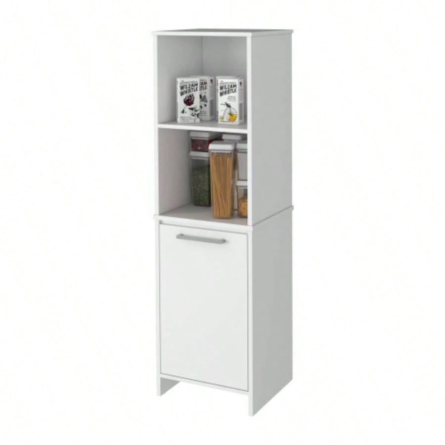 Danforth Pantry Cabinet, Single Door Cabinet, Four Shelves