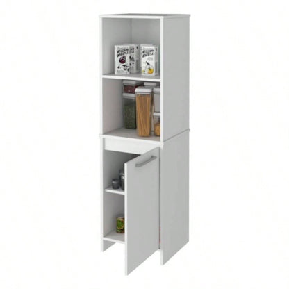 Danforth Pantry Cabinet, Single Door Cabinet, Four Shelves