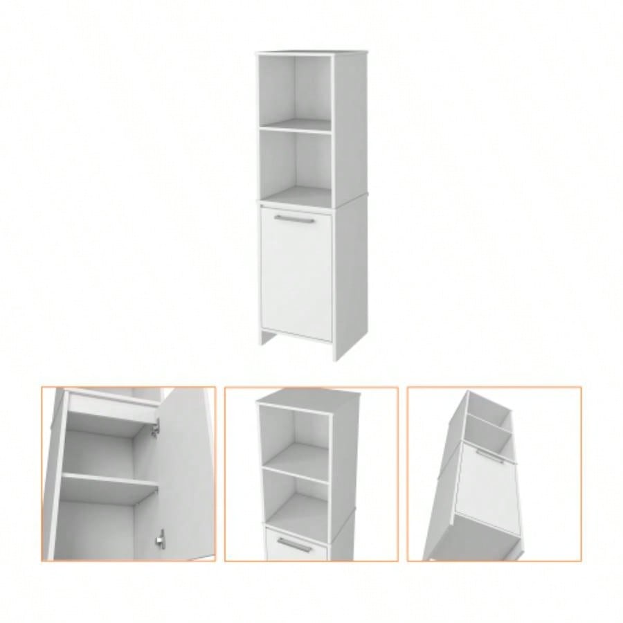 Danforth Pantry Cabinet, Single Door Cabinet, Four Shelves