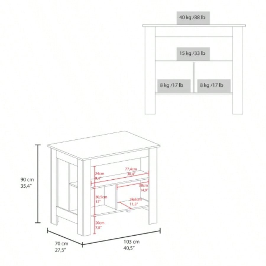 Kitchen Island, Kitchen, Taupe/ White