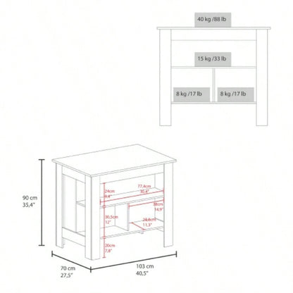 Kitchen Island, Kitchen, Taupe/ White