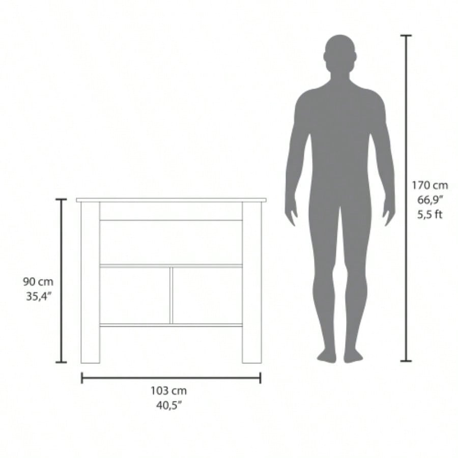 Kitchen Island, Kitchen, Taupe/ White