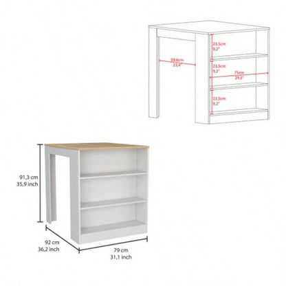 Kitchen Counter Dining Table Toledo, Kitchen, White/ Light Oak