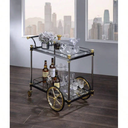 Cyrus Glass Black/Gold Serving Cart
