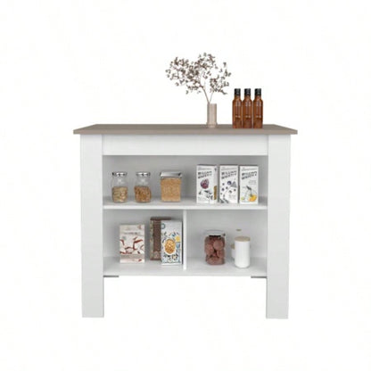 Kitchen Island, Kitchen, Taupe/ White