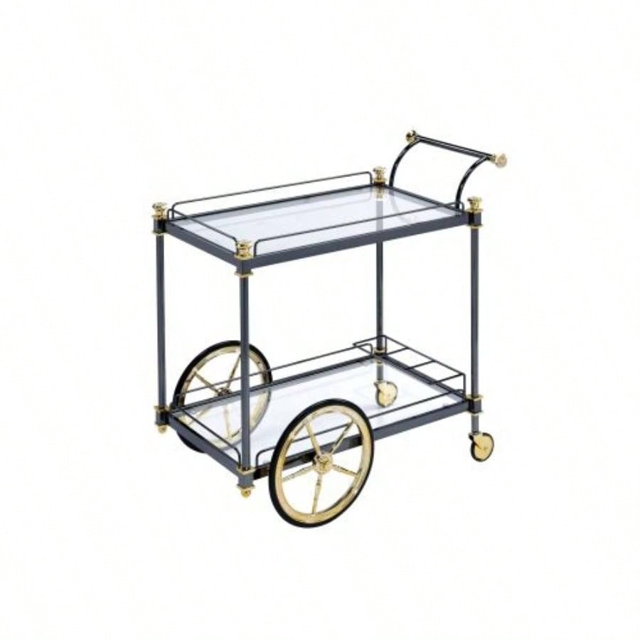 Cyrus Glass Black/Gold Serving Cart