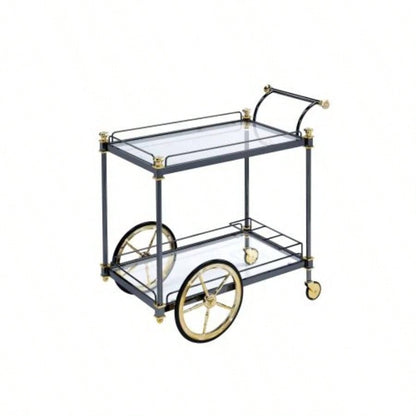 Cyrus Glass Black/Gold Serving Cart