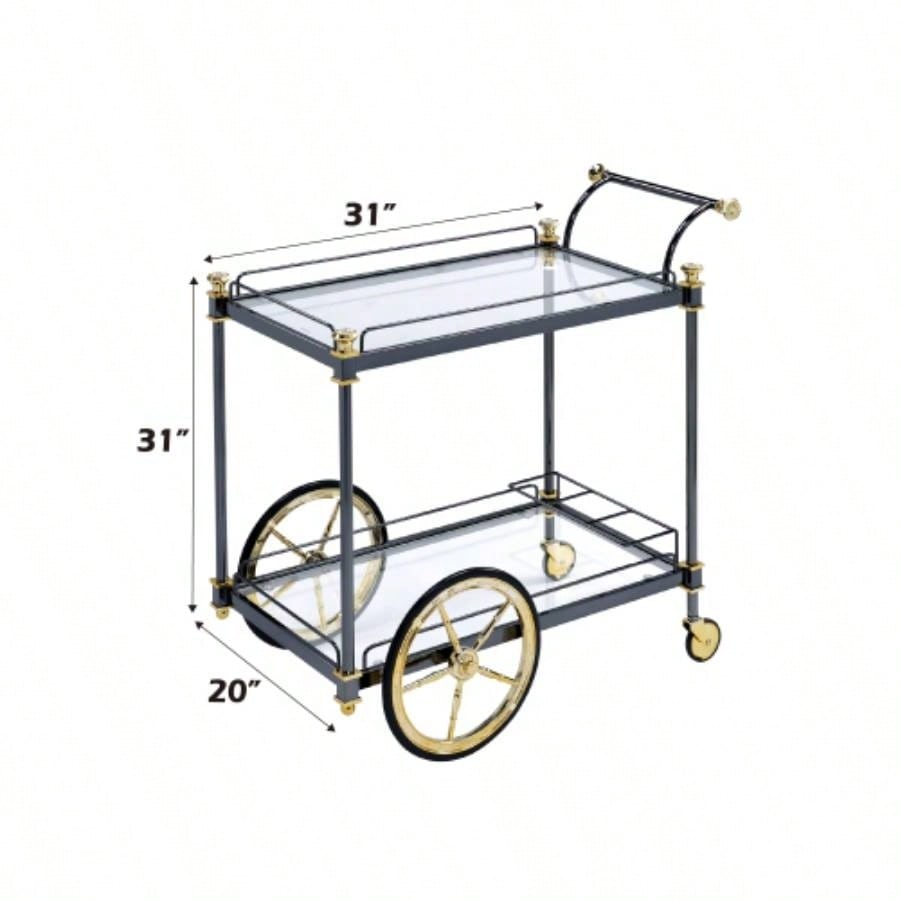 Cyrus Glass Black/Gold Serving Cart