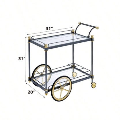 Cyrus Glass Black/Gold Serving Cart