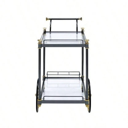 Cyrus Glass Black/Gold Serving Cart