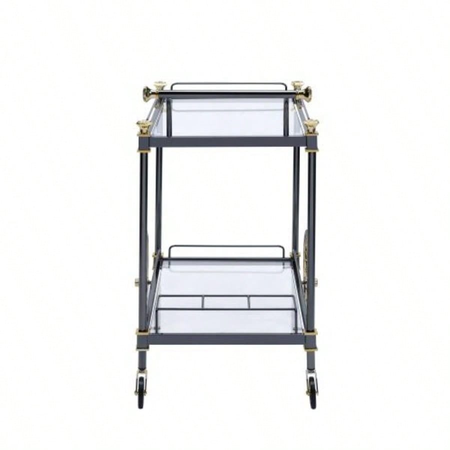 Cyrus Glass Black/Gold Serving Cart