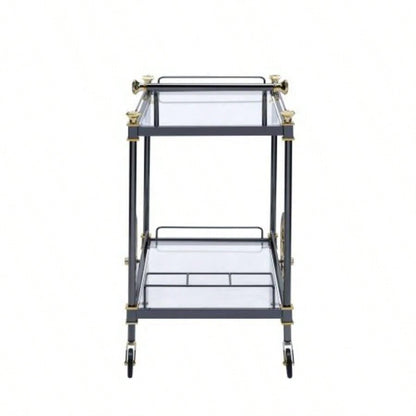 Cyrus Glass Black/Gold Serving Cart