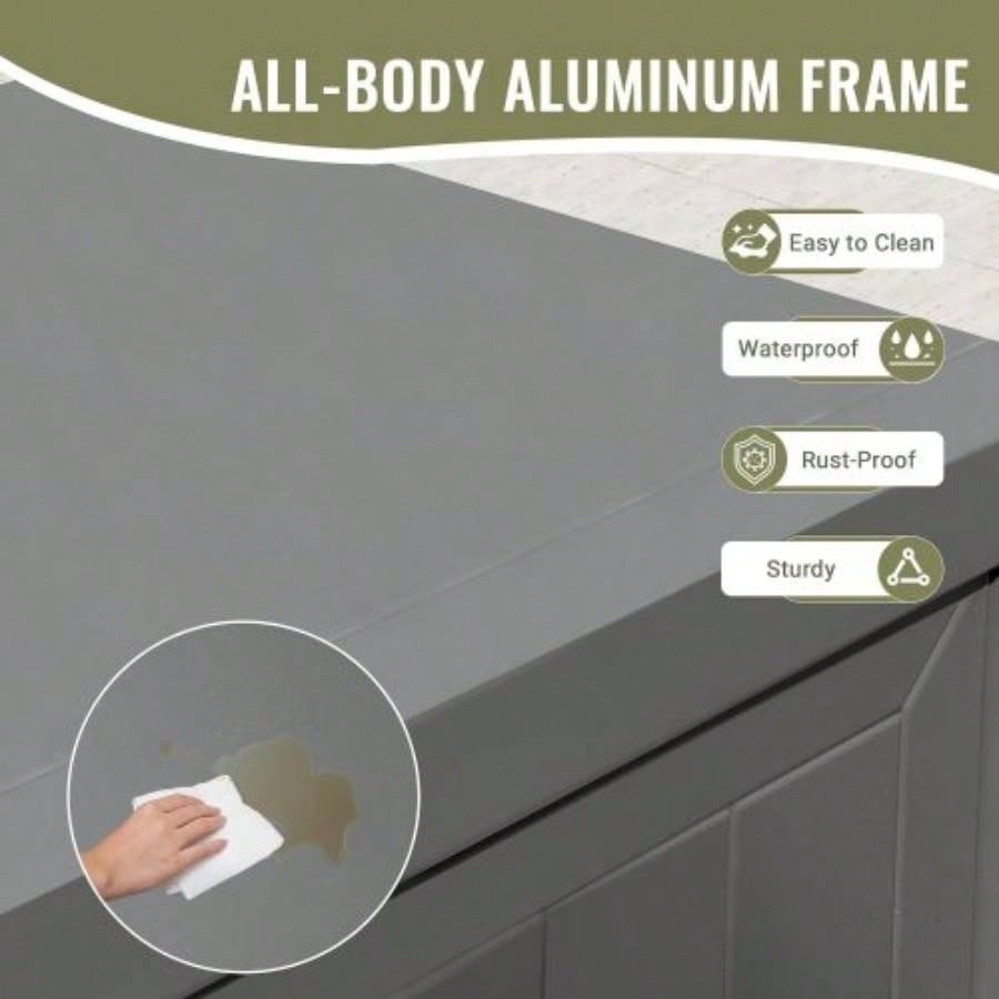 Outdoor Kitchen Island with Storage, Aluminum Kitchen Storage Island Outdoor Grill Table, Freestanding Outdoor Prep Table Grill Storage Cabinet with Protective Cover BBQ, Deck, Patio